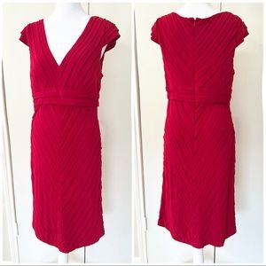 Adrianna Papell | Red V-Neck Cap Sleeves Dress